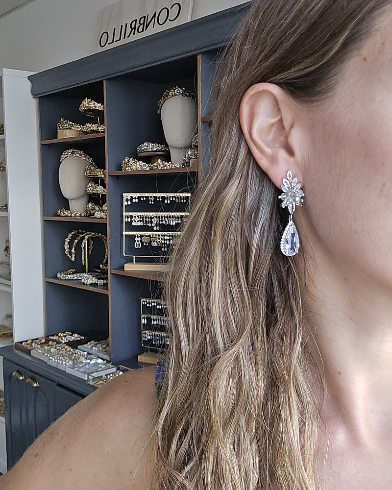 Aros hoja circonitas y circón con racimo