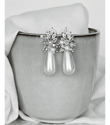 Aros hojita circonitas, perla larga y racimo