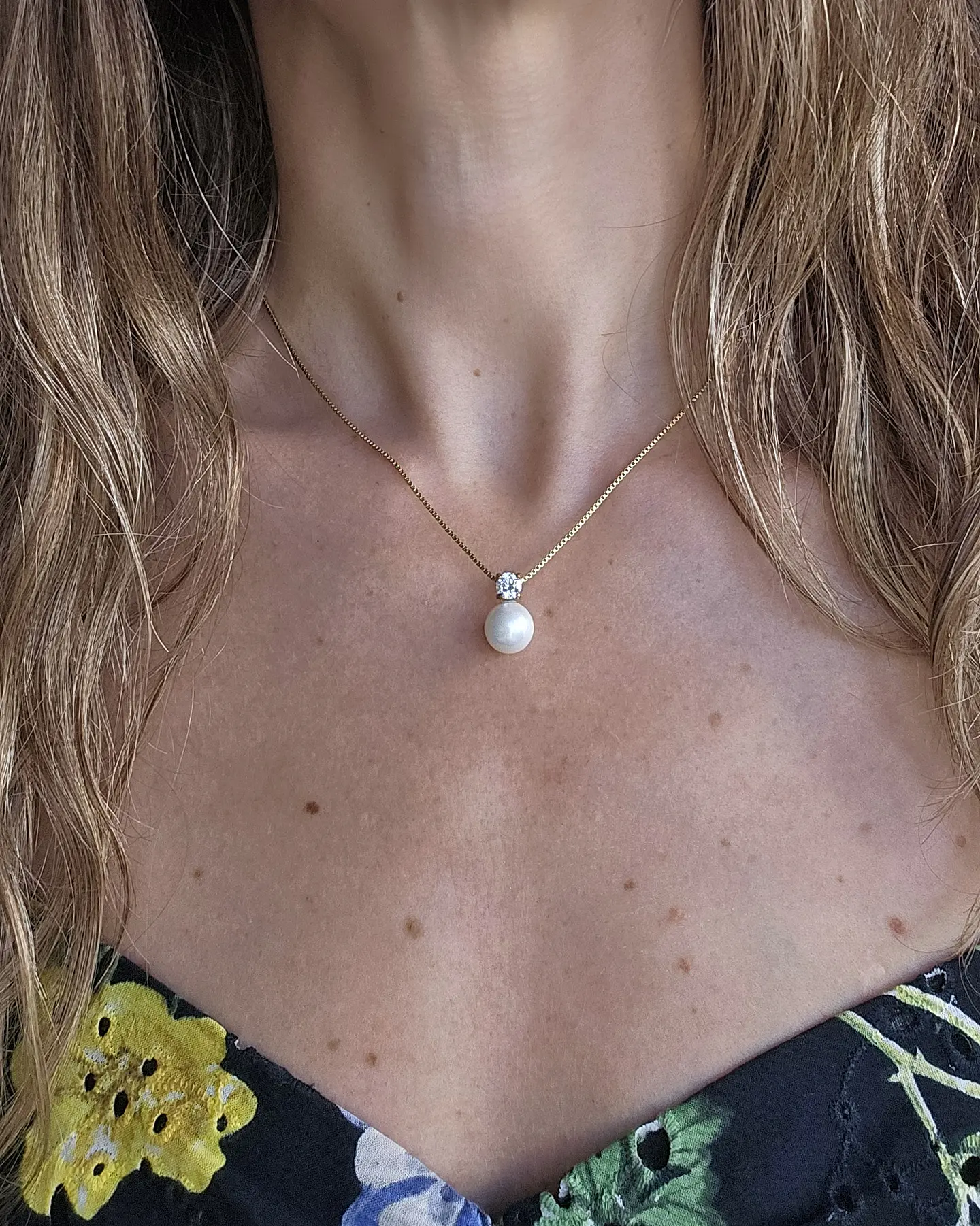 Collar de perla con circón oro 2