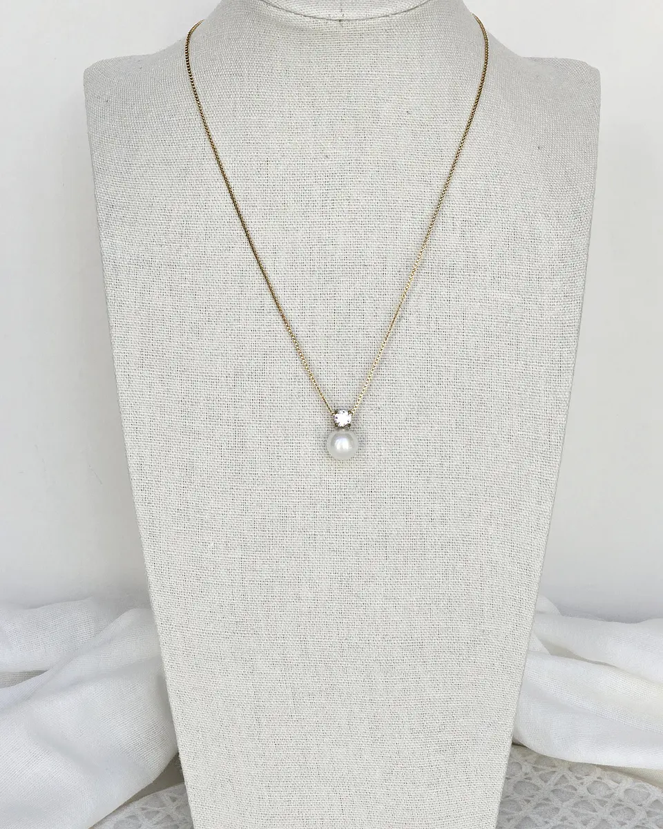 Collar de perla con circón oro 3