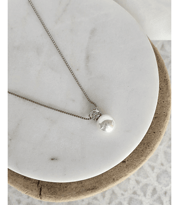 Collar perla con circón plata
