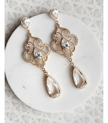 Aros largos con circonitas y cristal