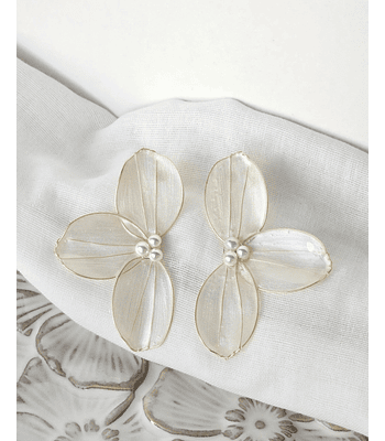 Aros media flor cristalizada dorada