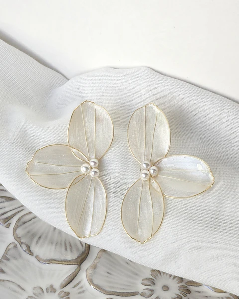 Aros media flor cristalizada dorada