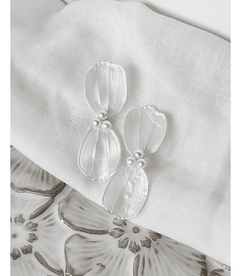 Aros doble pétalo cristalizado plateado