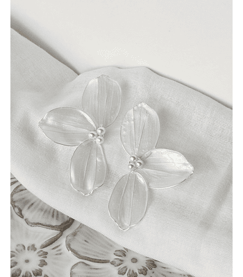 Aros media flor cristalizada plateada