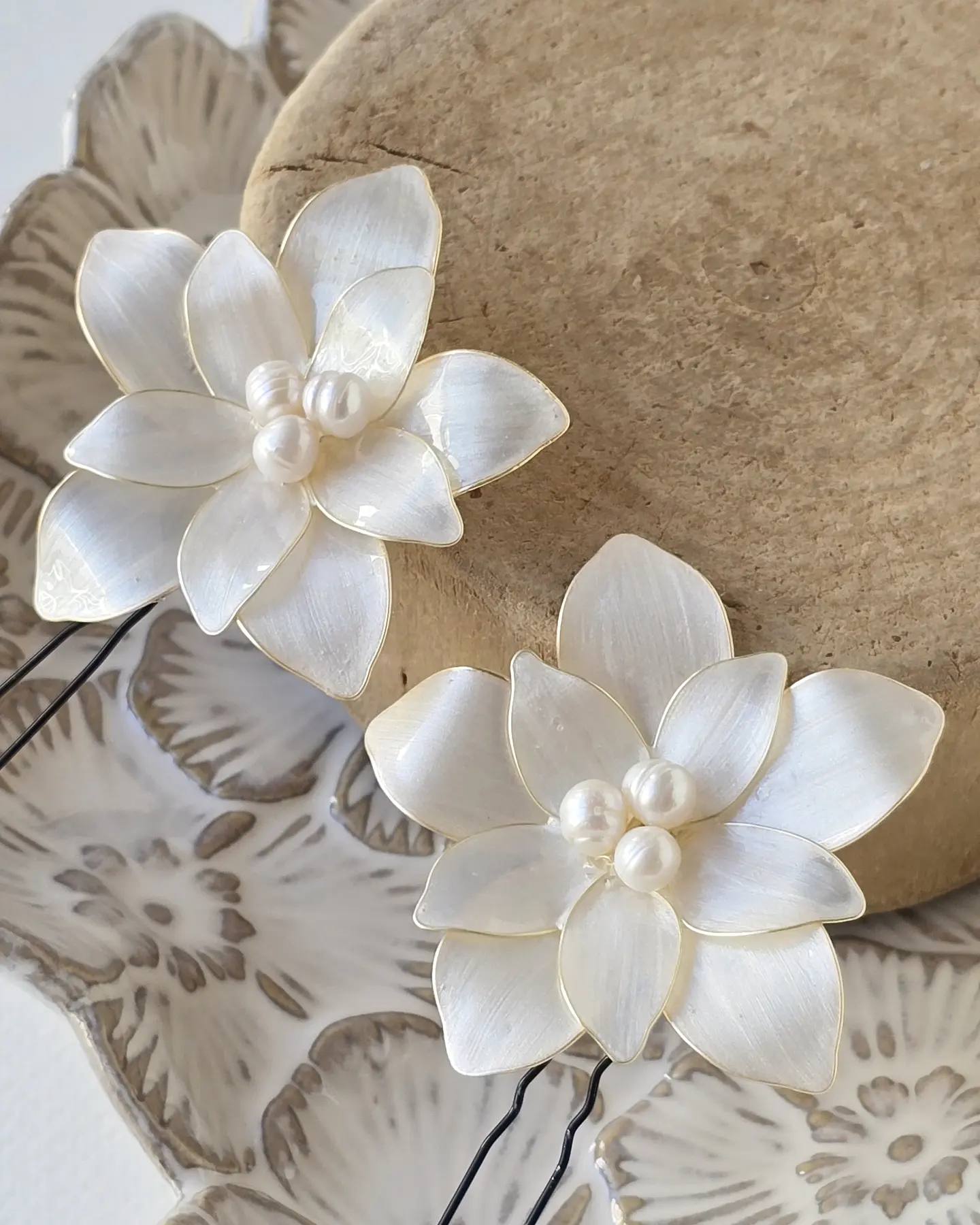 Set 2 pines flores de 6 cms gold 5