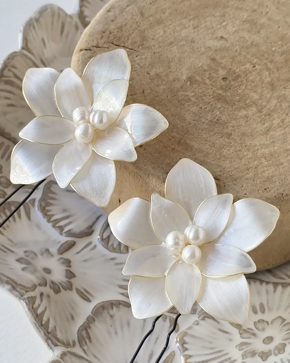 Set 2 pines flores de 6 cms gold 5