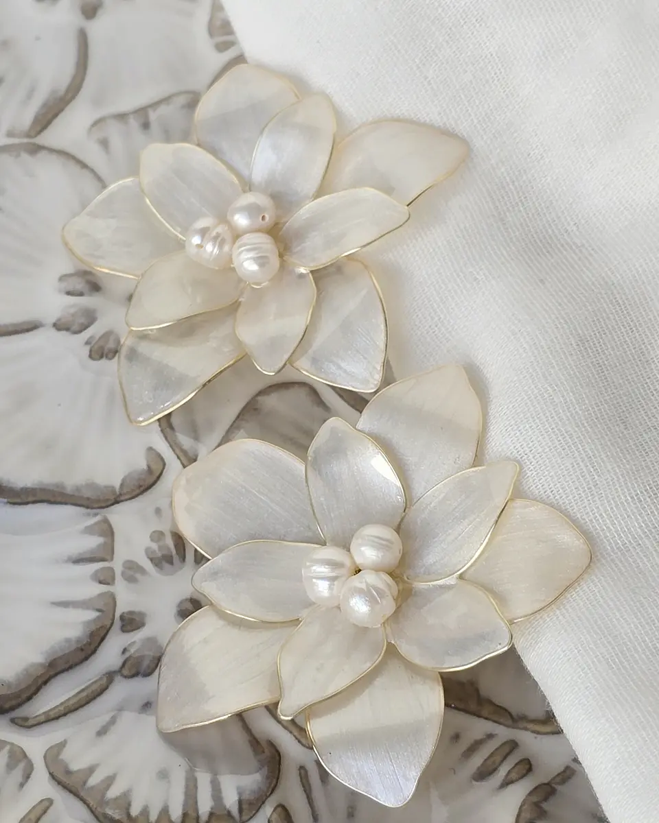 Set 2 pines flores de 6 cms gold 1