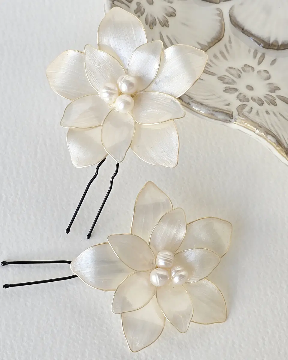 Set 2 pines flores de 6 cms gold 4