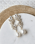 Aros de circonitas y perla gold