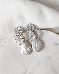 Aros flor circonitas, perla y racimo