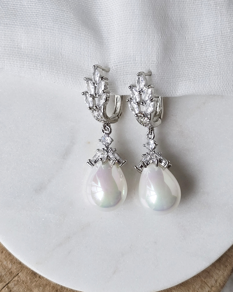 Aros circonita y perla de fantasía