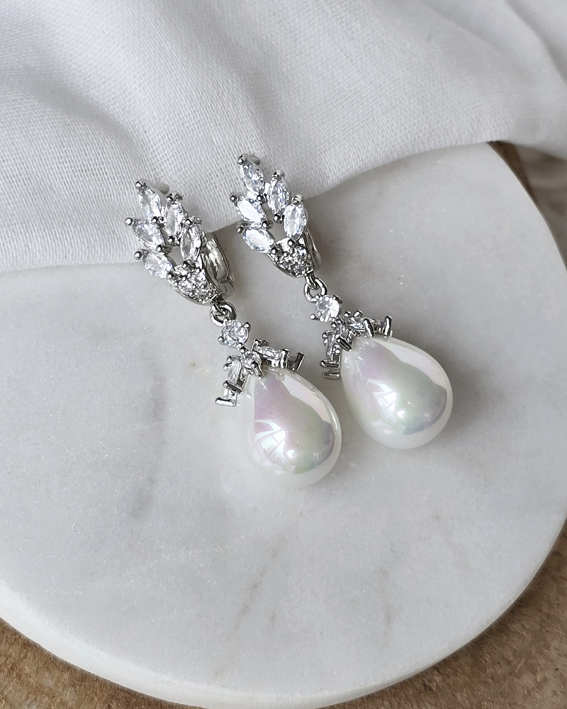 Aros circonita y perla de fantasía