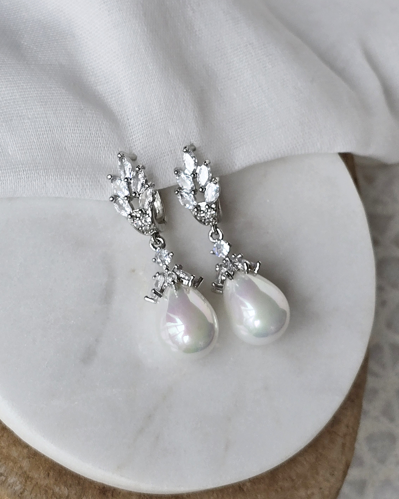 Aros circonita y perla de fantasía