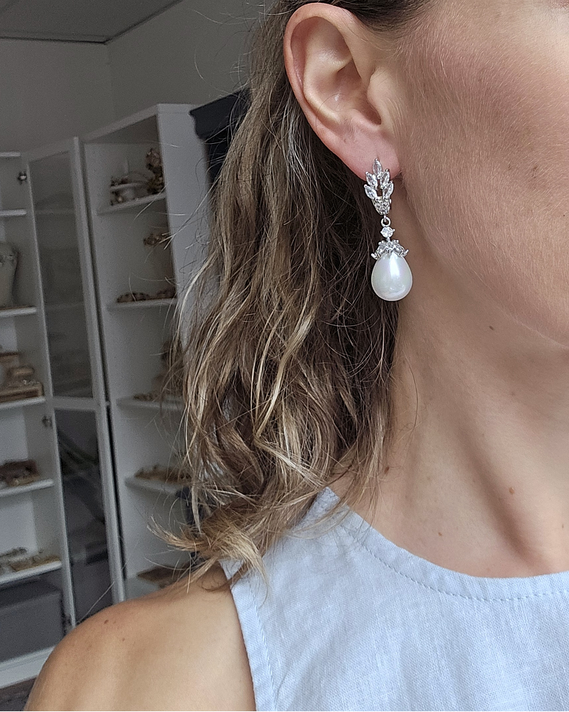 Aros circonita y perla de fantasía