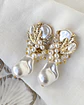 Aros Perlas fantasía con racimo dorado - Miniatura 2