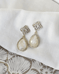 Aros rombo vintage con piedra blanca