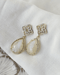 Aros rombo vintage con piedra blanca