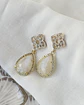 Aros rombo vintage con piedra blanca - Miniatura 2