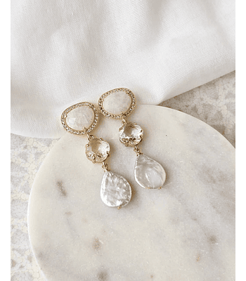 Aros cristal blanco, transparente y perla natural