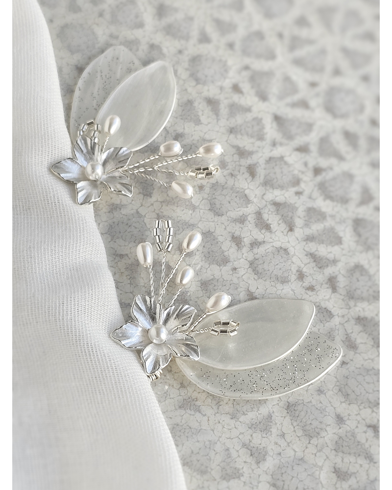 Set 2 pines de hojas y flor