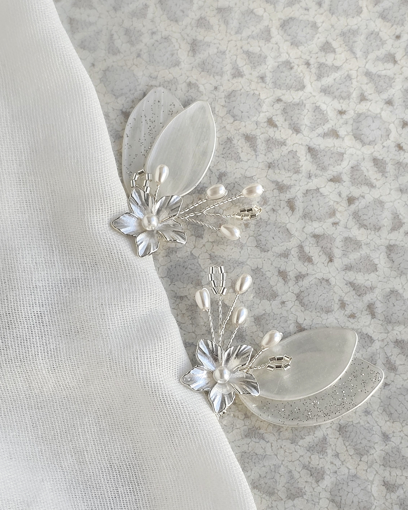 Set 2 pines de hojas y flor