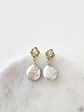 Aros rombo vintage con perla barroca oro - Miniatura 4