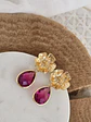 Aros flor y cristal fucsia degradé - Miniatura 1
