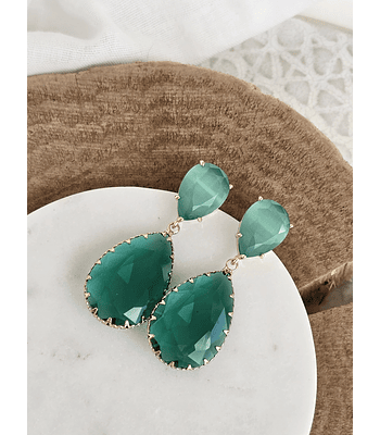 Aros piedra verde y cristal verde