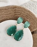 Aros piedra verde y cristal verde