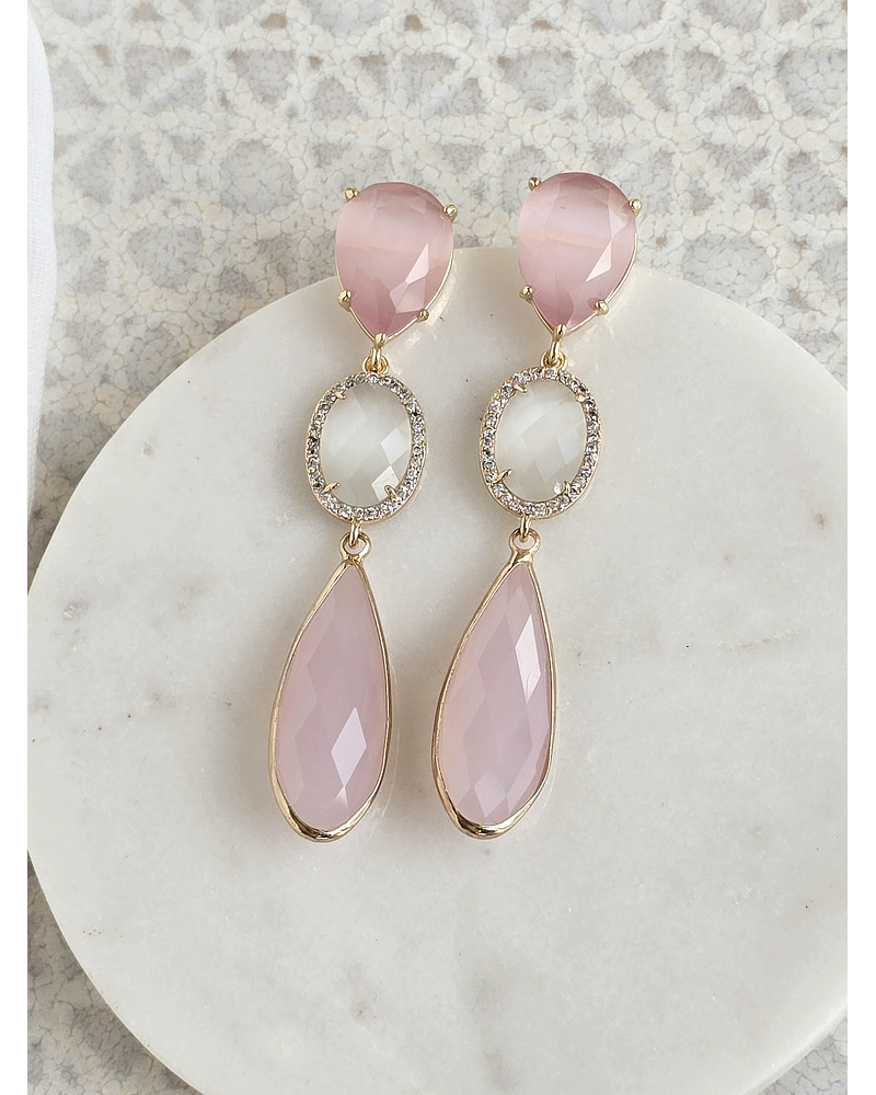 Aros largos rosa y blanco