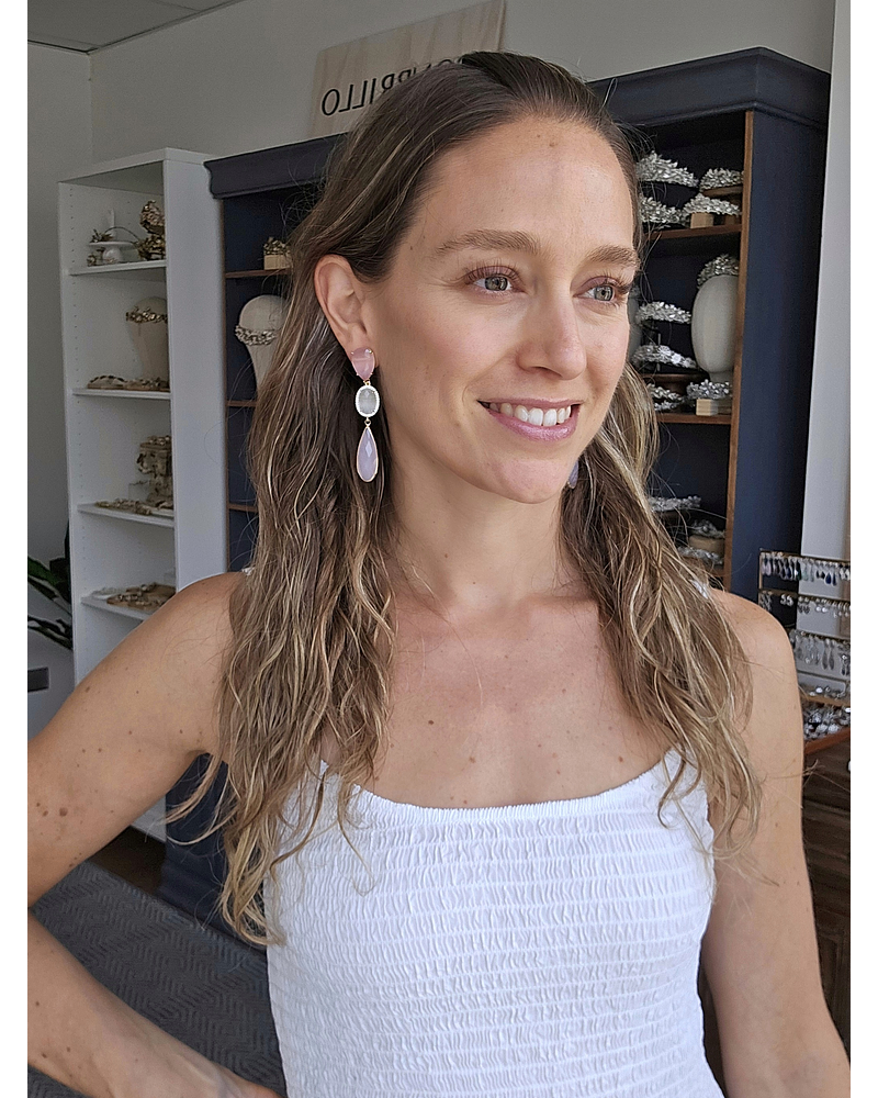 Aros largos rosa y blanco