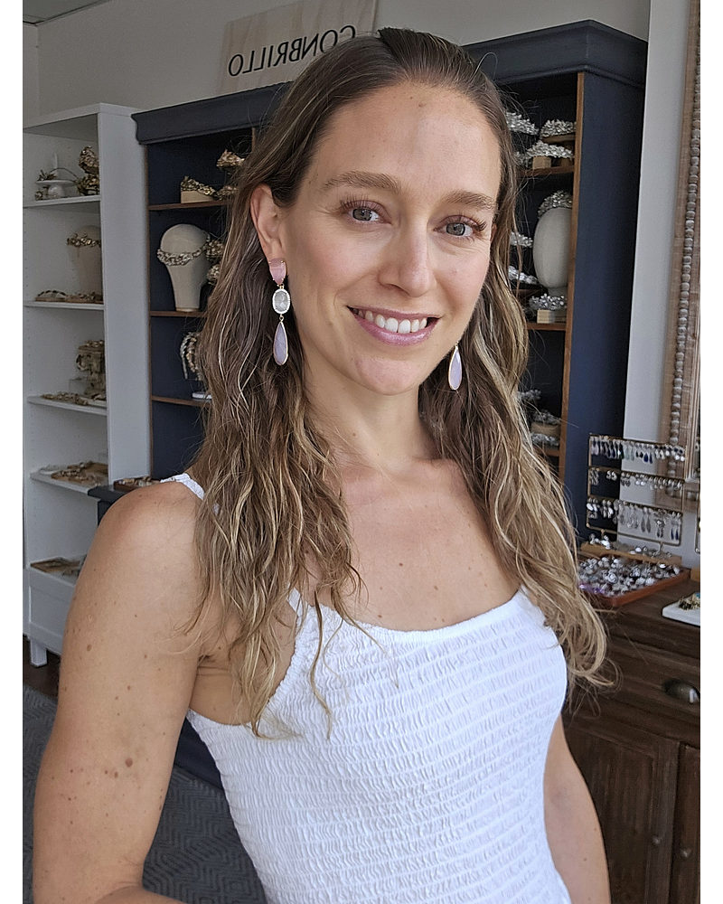 Aros largos rosa y blanco