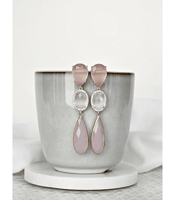 Aros largos rosa y blanco