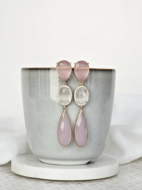 Aros largos rosa y blanco