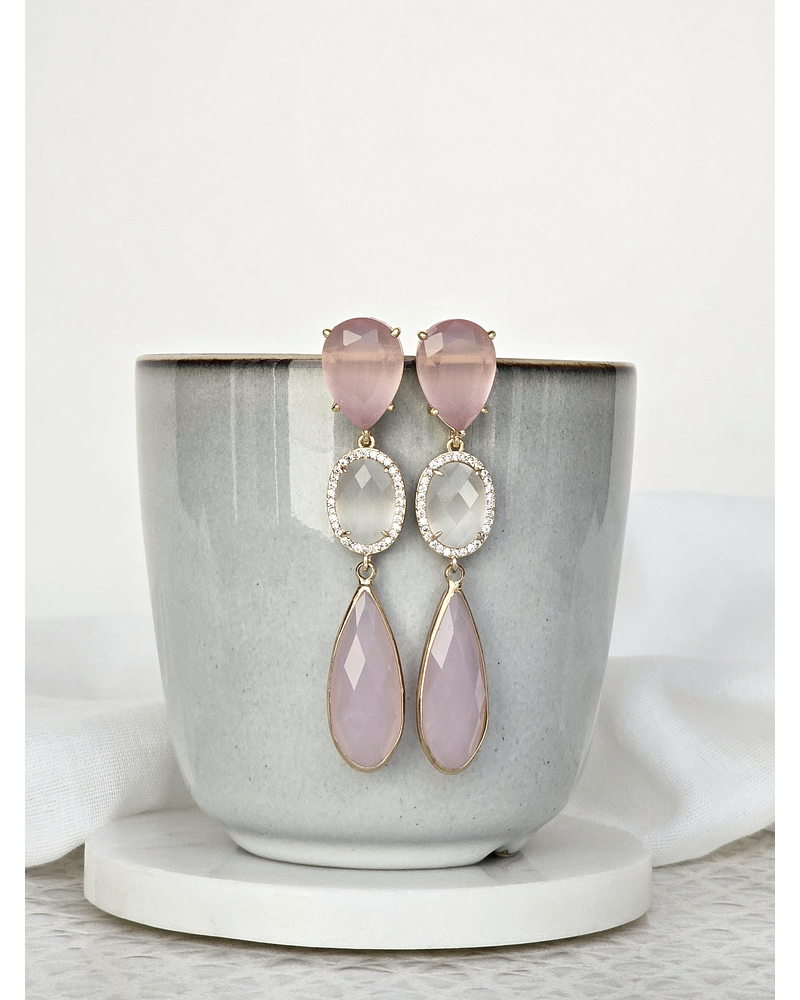 Aros largos rosa y blanco