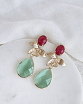 Aros jade frambuesa hoja y cristal menta