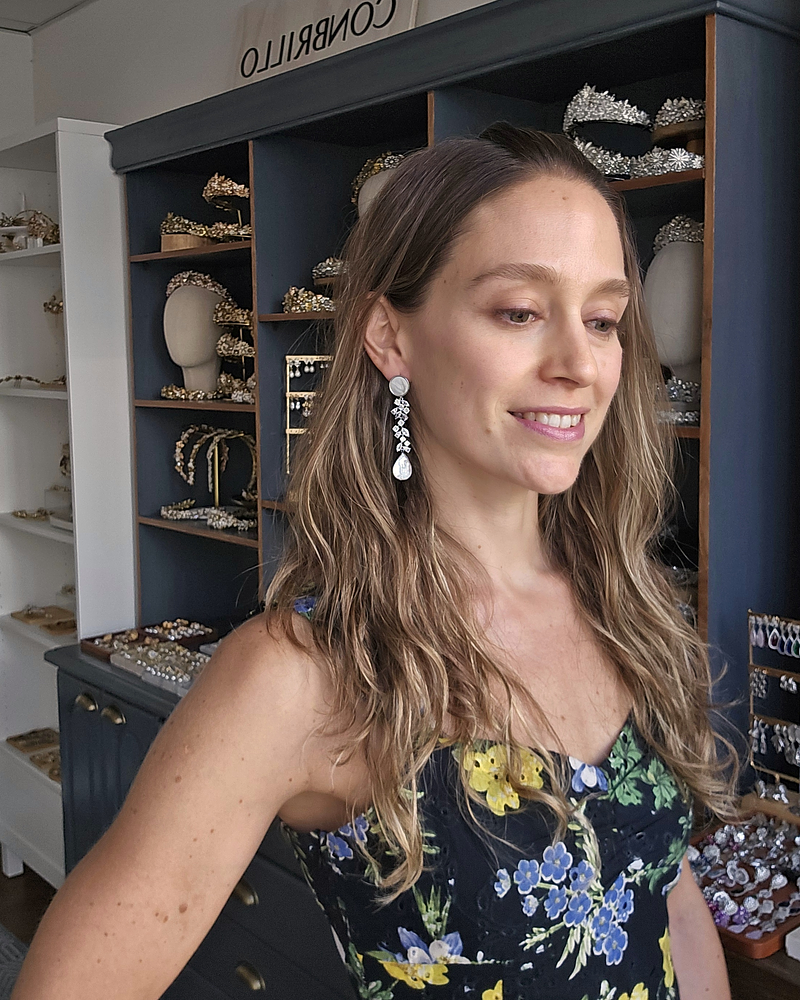 Aros con circonita y perla largos