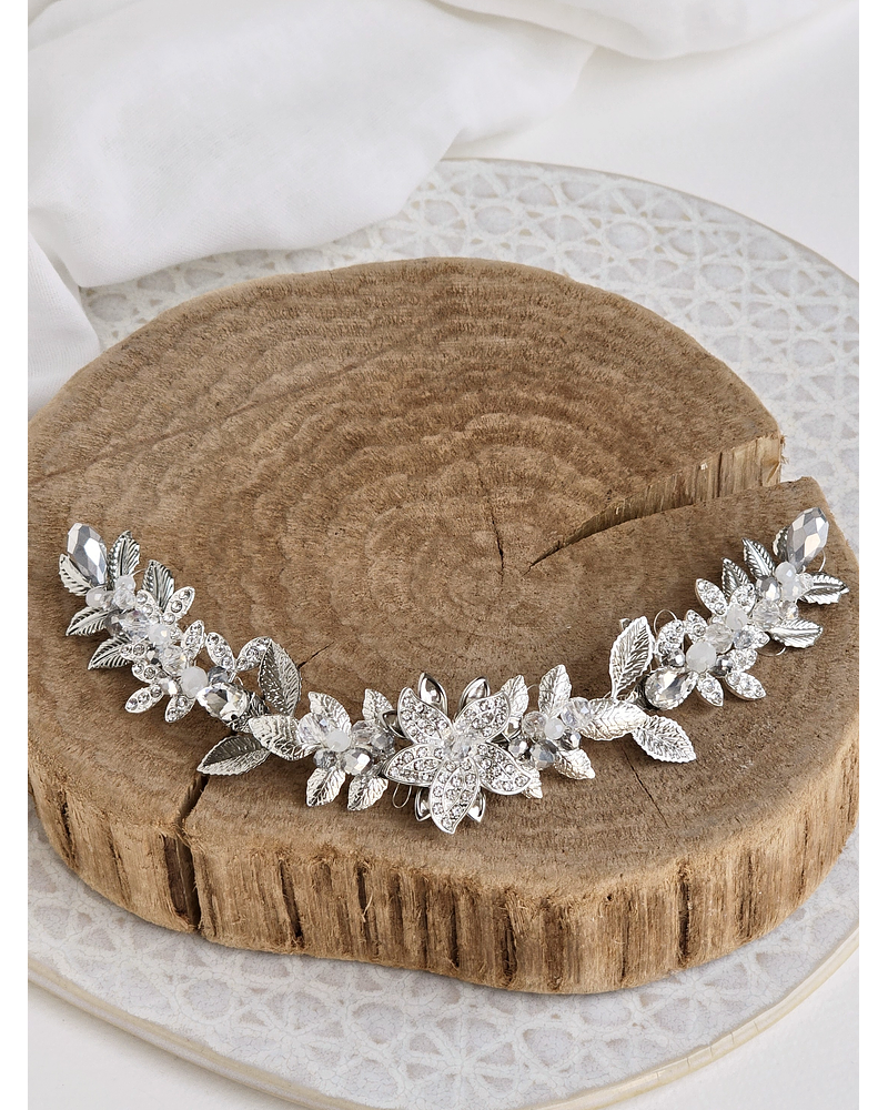 Tocado Justina plateado