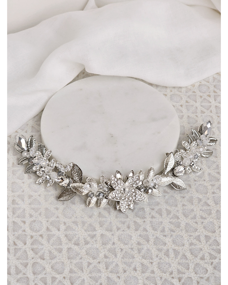 Tocado Justina plateado