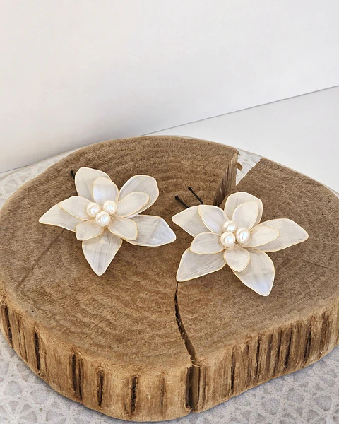 Set 2 pines flores de 6 cms gold