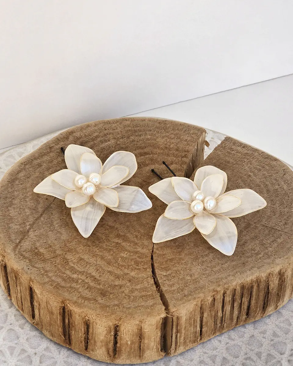 Set 2 pines flores de 6 cms gold 2