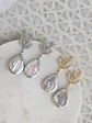 Aros hojas circonitas y perla natural - Miniatura 1