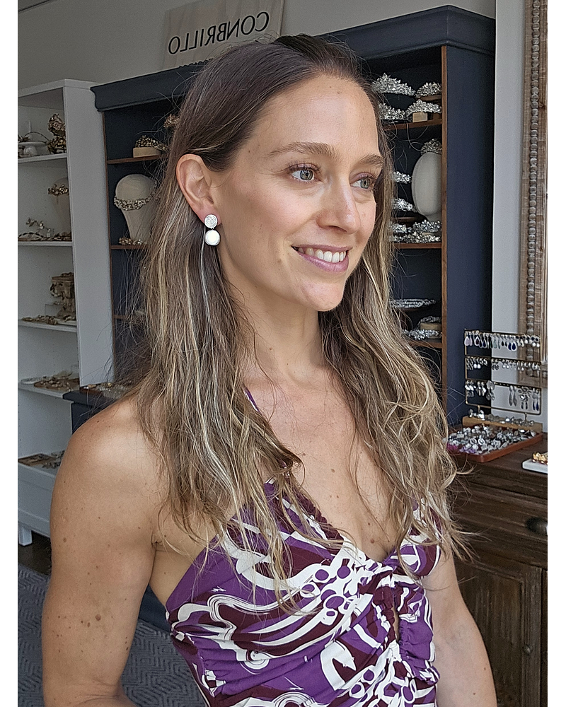 Aros circulares micro circonitas y perla redonda