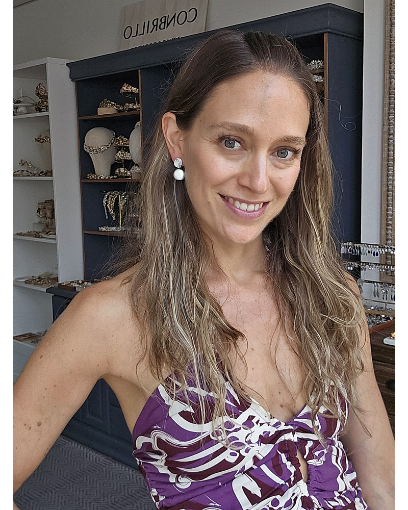 Aros circulares micro circonitas y perla redonda