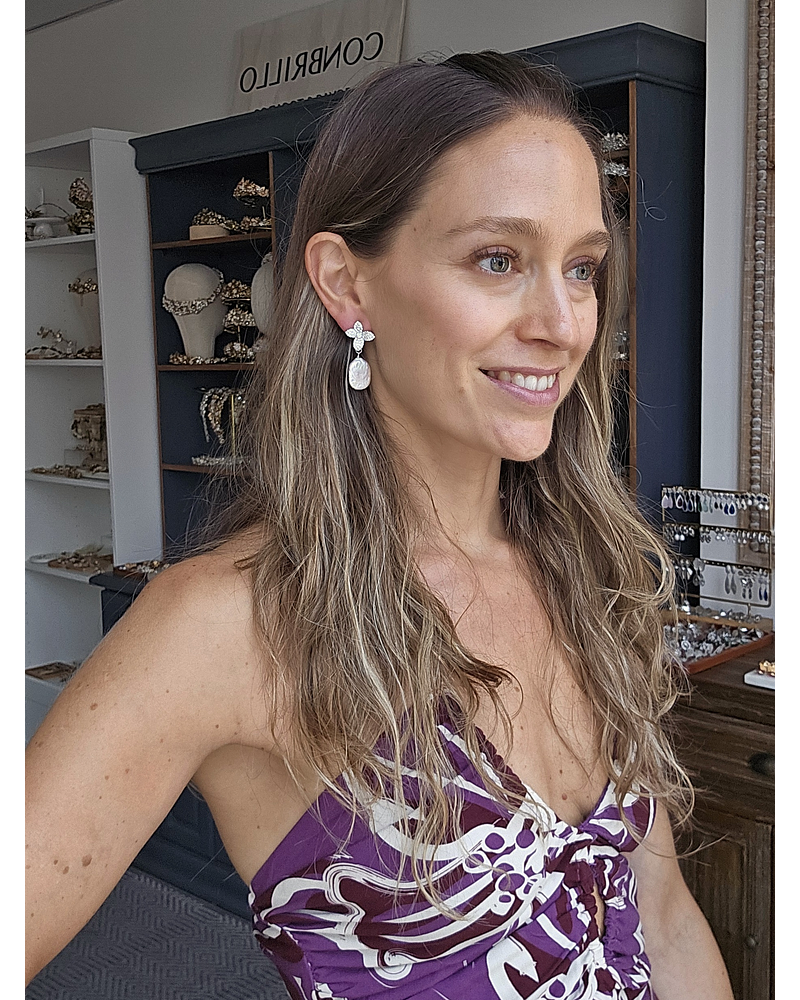 Aros flor micro circonitas y perla natural