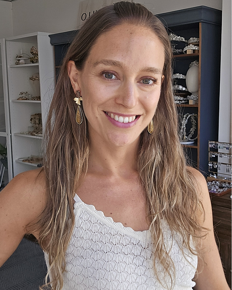 Aros café con hoja y piedra tigre