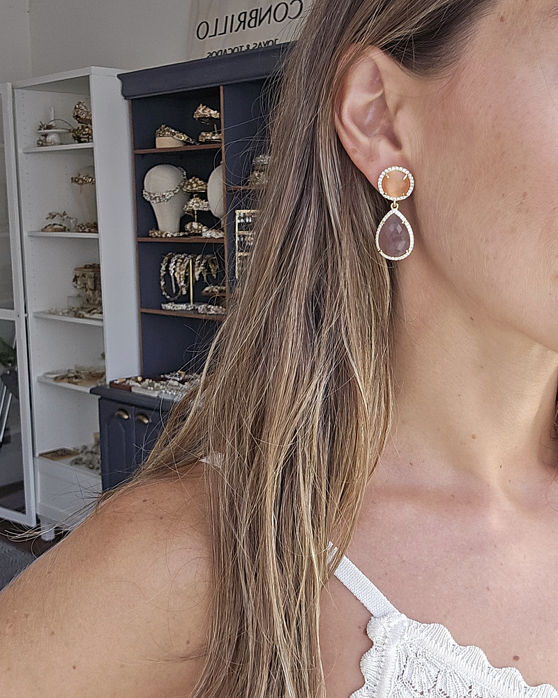 Piedra luna naranja y piedra terracota