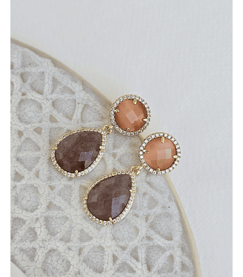 Piedra luna naranja y piedra terracota